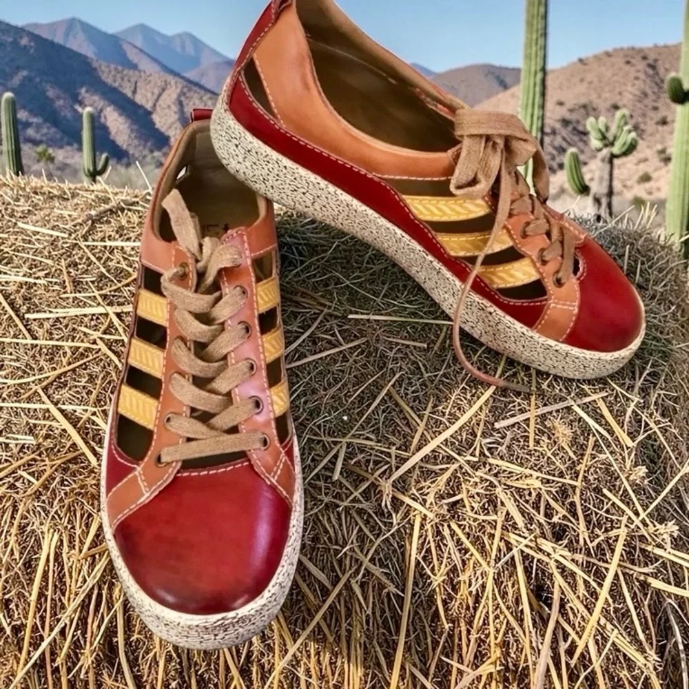 L’ARTISTE SPRING STEP PORSCHA HAND PAINTED LEATHER FLATFORM SNEAKER SZ 37 - Picture 12 of 12